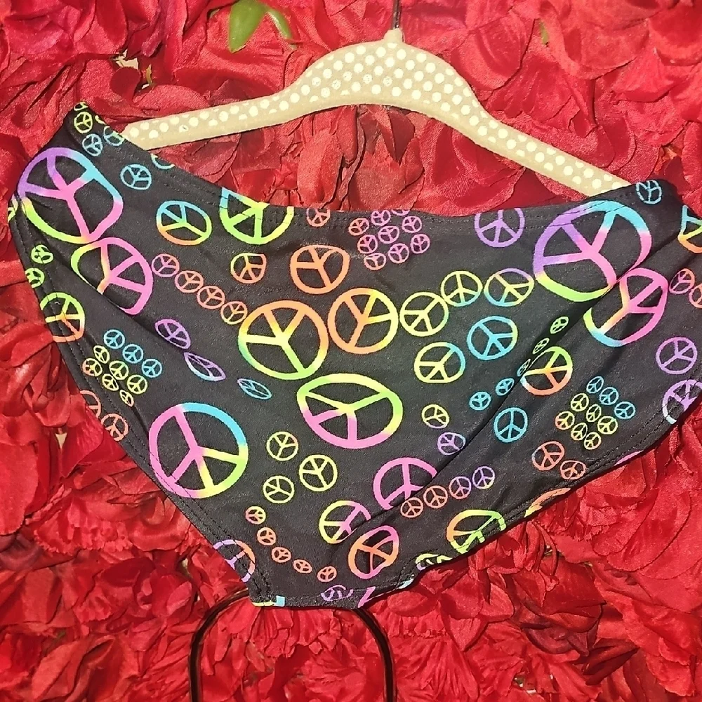 Xhilaration Girls Colorful Peace Sign Bikini Size 7/8